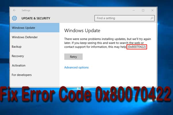 Nguyên nhân và cách sửa lỗi 0x80070422 khi update windows 10/8/7